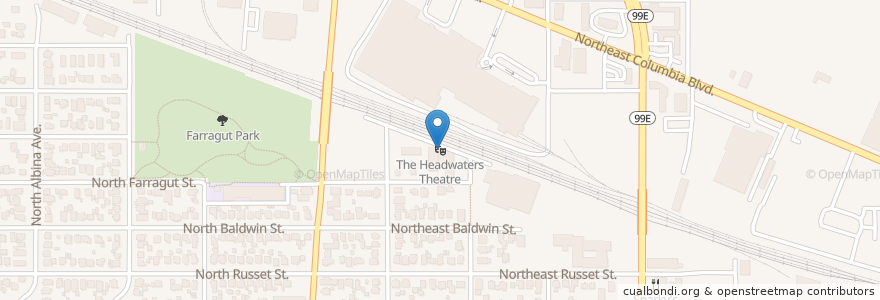 Mapa de ubicacion de The Headwaters Theatre en United States, Oregon, Portland, Multnomah County.