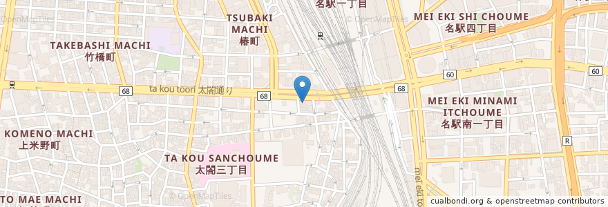 Mapa de ubicacion de がんだるば en 日本, 愛知県, 名古屋市, 中村区.