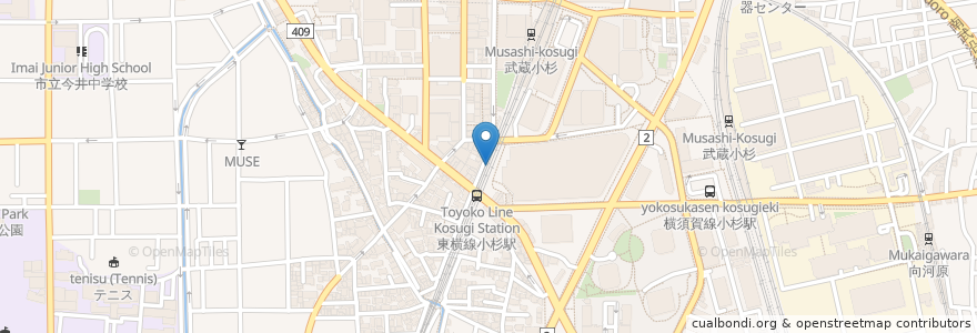 Mapa de ubicacion de MUH en 日本, 神奈川県, 川崎市, 中原区.