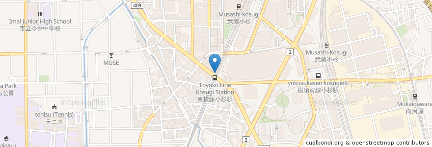 Mapa de ubicacion de USHIHACHI en Japon, Préfecture De Kanagawa, Kawasaki, 中原区.