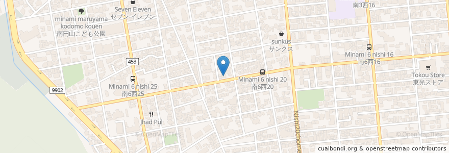 Mapa de ubicacion de 札幌南六条西郵便局 en Japan, Präfektur Hokkaido, 石狩振興局, 札幌市, 中央区.