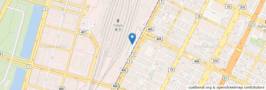 Mapa de ubicacion de 東京駅八重洲南口 en ژاپن, 東京都, 千代田区, 中央区.