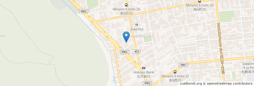 Mapa de ubicacion de つぼみ幼稚園 en Japan, Präfektur Hokkaido, 石狩振興局, 札幌市, 中央区.