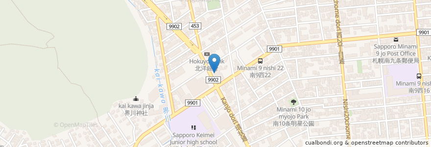 Mapa de ubicacion de ツルハドラッグ en Япония, Хоккайдо, Округ Исикари, Саппоро, Тюо.