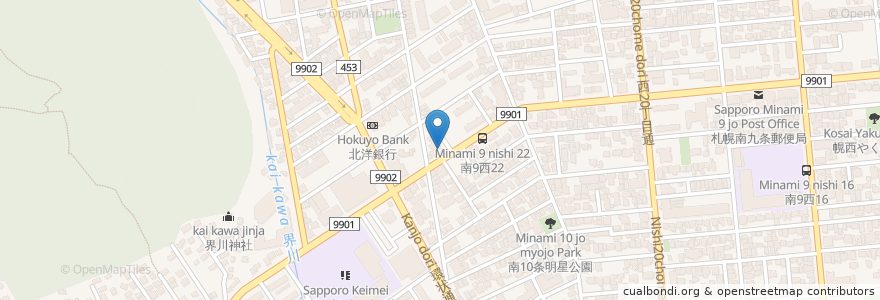 Mapa de ubicacion de おおい動物病院 en Japón, Prefectura De Hokkaidō, 石狩振興局, Sapporo, 中央区.
