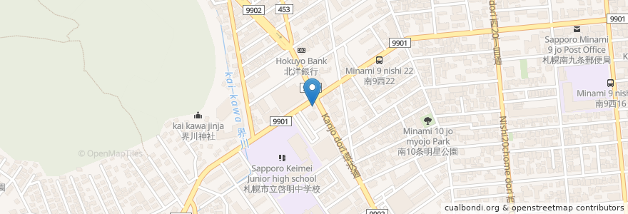 Mapa de ubicacion de 札幌西警察署 南円山交番 en Japonya, 北海道, 石狩振興局, 札幌市, 中央区.