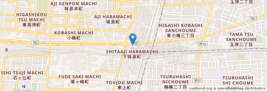 Mapa de ubicacion de 餃子の王将 en ژاپن, 大阪府, 大阪市, 天王寺区.