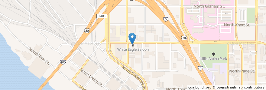 Mapa de ubicacion de White Eagle Saloon en Verenigde Staten, Oregon, Portland, Multnomah County.