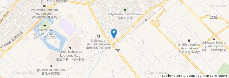 Mapa de ubicacion de お好み焼き 鉄 en Japão, 大阪府, 岸和田市.