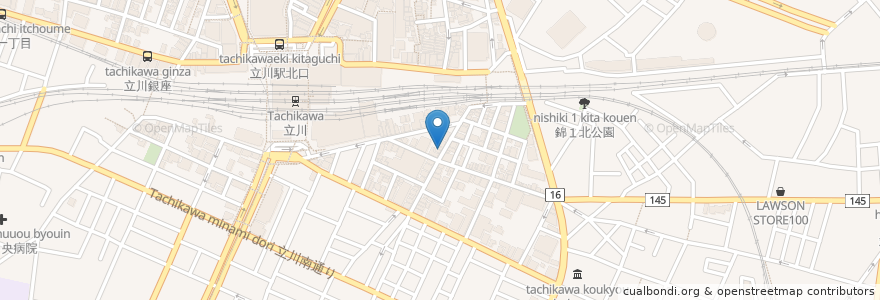 Mapa de ubicacion de ラーメン春樹 en Japón, Tokio, Tachikawa.
