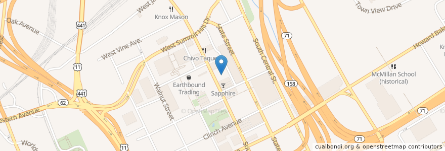 Mapa de ubicacion de Clayton Bank en United States, Tennessee, Knox County, Knoxville.