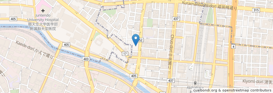 Mapa de ubicacion de 明神下神田川 本店 en Japón, Tokio, Chiyoda.