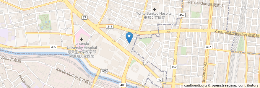 Mapa de ubicacion de こなから本店 en اليابان, 東京都, 文京区, 千代田区.