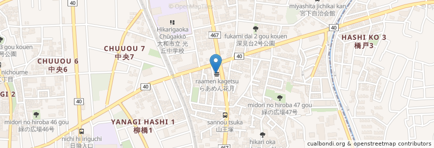 Mapa de ubicacion de らあめん花月 en Япония, Канагава, Ямато.