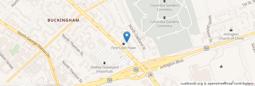 Mapa de ubicacion de jarochita grill en アメリカ合衆国, バージニア州, Arlington County, Arlington.