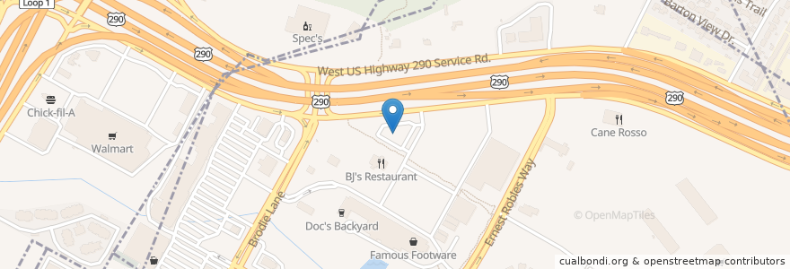Mapa de ubicacion de LongHorn Steakhouse en 美利坚合众国/美利堅合眾國, 得克萨斯州 / 德克薩斯州 / 德薩斯州, Travis County, 奥斯汀 / 柯士甸, Sunset Valley.