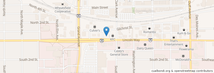 Mapa de ubicacion de Tropical Smoothie Cafe en アメリカ合衆国, アイオワ州, Story County, Ames.