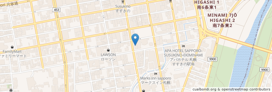 Mapa de ubicacion de WINE＆PIZZA 空 en Japan, Präfektur Hokkaido, 石狩振興局, 札幌市, 中央区.