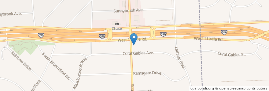 Mapa de ubicacion de at & t store en 美利坚合众国/美利堅合眾國, 密歇根州, Oakland County, Southfield, Lathrup Village.