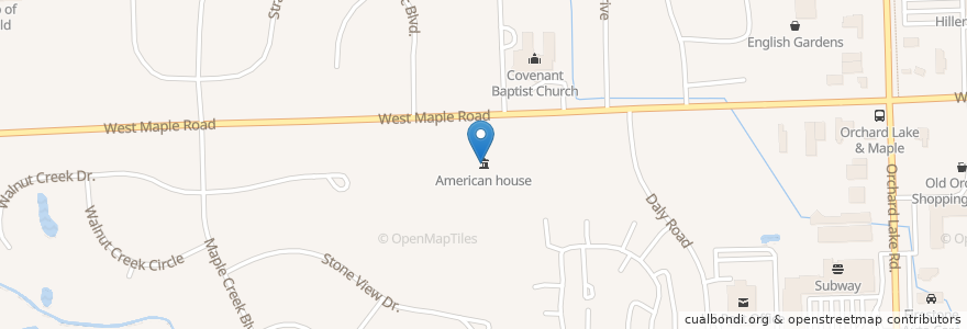Mapa de ubicacion de American house en الولايات المتّحدة الأمريكيّة, ميشيغان, Oakland County, West Bloomfield Township.