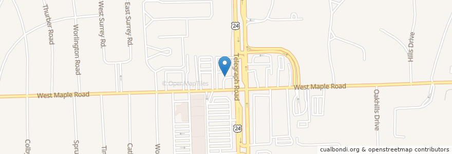 Mapa de ubicacion de mobil gas en 美利坚合众国/美利堅合眾國, 密歇根州, Oakland County, Bloomfield Township.