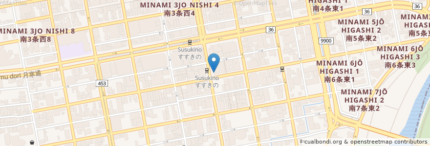 Mapa de ubicacion de セクシークラブ ジャックローズ en Japan, Hokkaido Prefecture, Ishikari Subprefecture, Sapporo, Chuo.