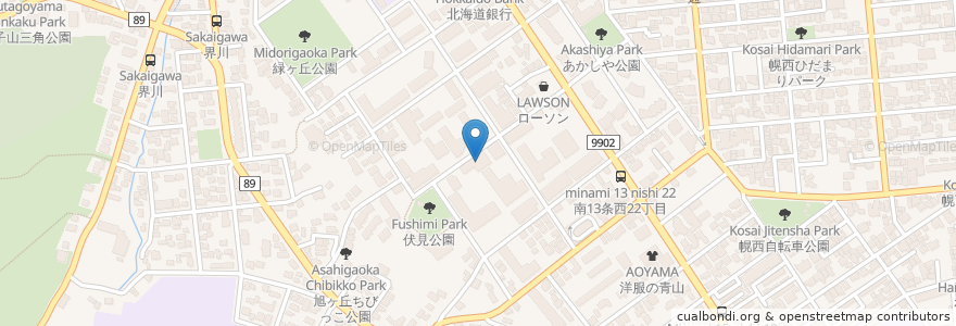 Mapa de ubicacion de 旭ヶ丘保育園 en Japan, Präfektur Hokkaido, 石狩振興局, 札幌市, 中央区.