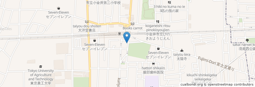 Mapa de ubicacion de 栄貫堂薬局 en Япония, Токио, Коганеи.