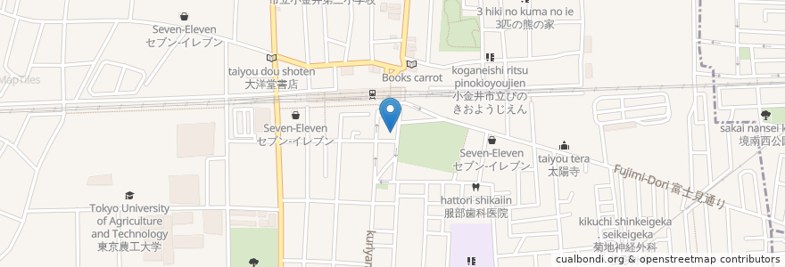Mapa de ubicacion de 駅前コスモ保育園 en Japan, Tokyo, Koganei.
