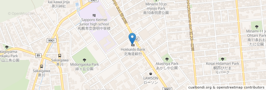 Mapa de ubicacion de 北海道銀行 en Japan, Präfektur Hokkaido, 石狩振興局, 札幌市, 中央区.