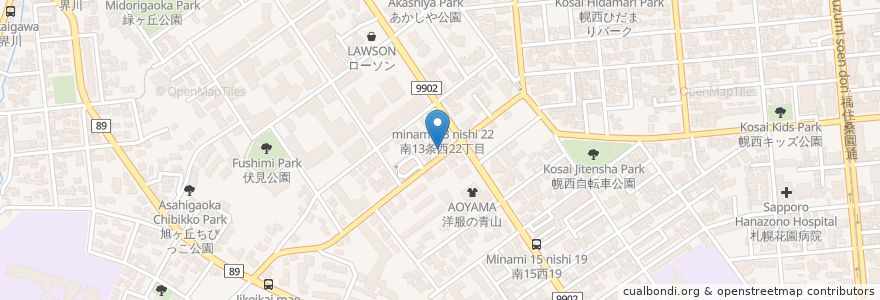 Mapa de ubicacion de 啓明調剤薬局 en Japan, Präfektur Hokkaido, 石狩振興局, 札幌市, 中央区.