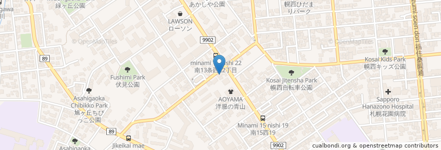 Mapa de ubicacion de 伏見啓明整形外科 en اليابان, محافظة هوكايدو, 石狩振興局, 札幌市, 中央区.