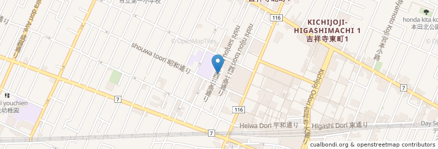 Mapa de ubicacion de 茶房 武蔵野文庫 en Япония, Токио, Мусасино.