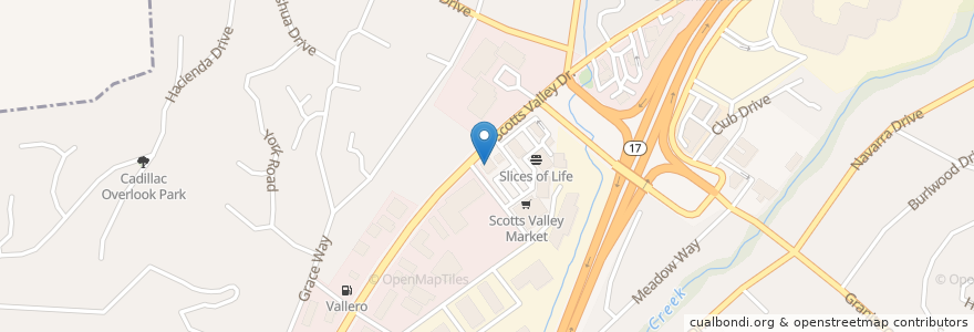 Mapa de ubicacion de Sushi Garden en アメリカ合衆国, カリフォルニア州, Santa Cruz County, Scotts Valley.