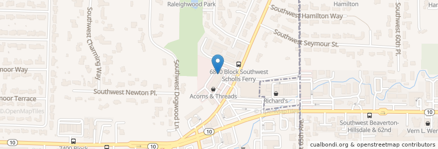 Mapa de ubicacion de Chiropractic Center of Raleigh Hills en アメリカ合衆国, オレゴン州, Washington County, Raleigh Hills.