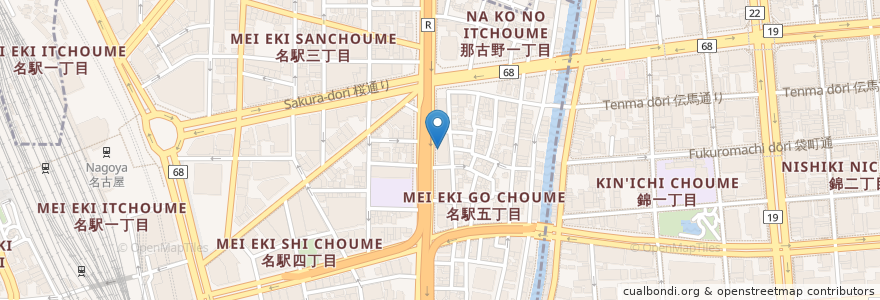 Mapa de ubicacion de ファラン en 일본, 아이치현, 나고야 시, 中村区.