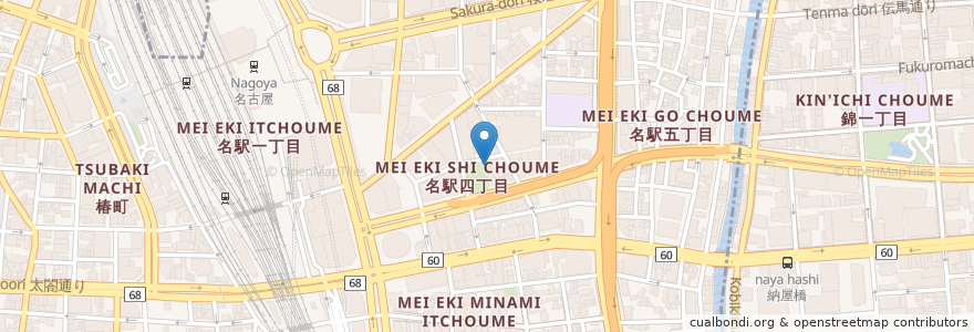 Mapa de ubicacion de Maru ハナレ en 日本, 愛知県, 名古屋市, 中村区.