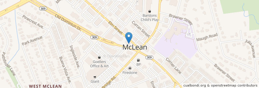 Mapa de ubicacion de Listrani's en 미국, 버지니아, Fairfax County, Mclean.