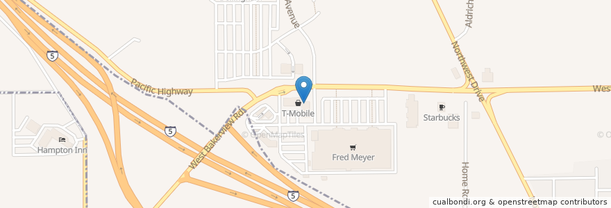 Mapa de ubicacion de Five Guys en Stati Uniti D'America, Washington, Whatcom County, Bellingham.
