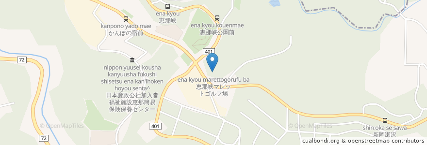 Mapa de ubicacion de 恵那峡マレットゴルフ場 en 日本, 岐阜県, 恵那市.