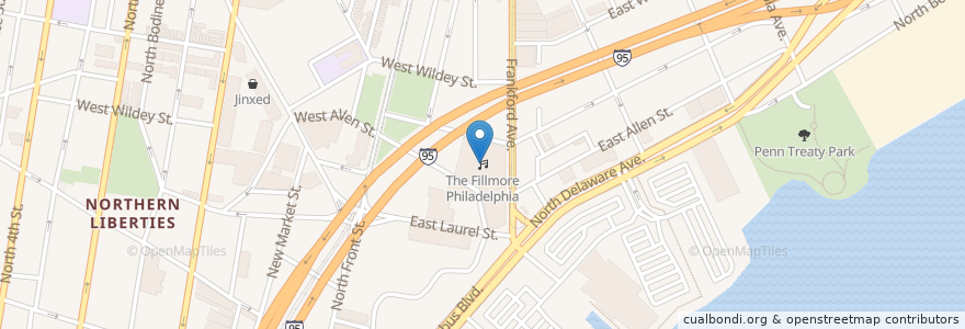 Mapa de ubicacion de The Fillmore Philadelphia en ایالات متحده آمریکا, پنسیلوانیا, Philadelphia County, فیلادلفیا.