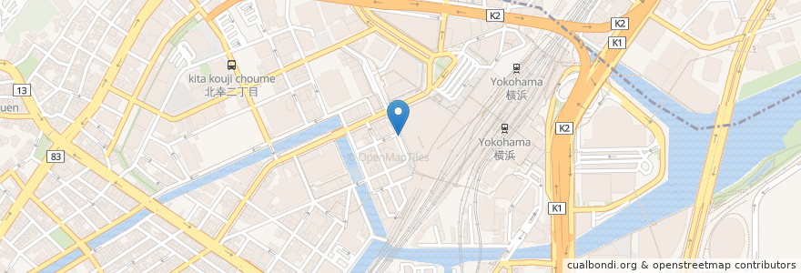 Mapa de ubicacion de 喫煙所 en 일본, 가나가와현, 요코하마시, 西区, 神奈川区.