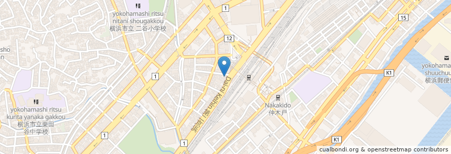 Mapa de ubicacion de 元祖 ニュータンタン en 日本, 神奈川縣, 横滨市, 神奈川区.