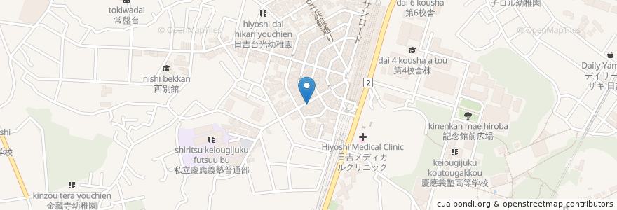Mapa de ubicacion de 大田山(ちゃんこ鍋 ) en Japón, Prefectura De Kanagawa, Yokohama, Kohoku.