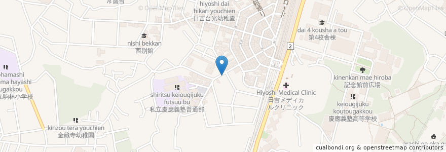 Mapa de ubicacion de 若鳥焼 鳥向 en Japonya, 神奈川県, 横浜市, 港北区.