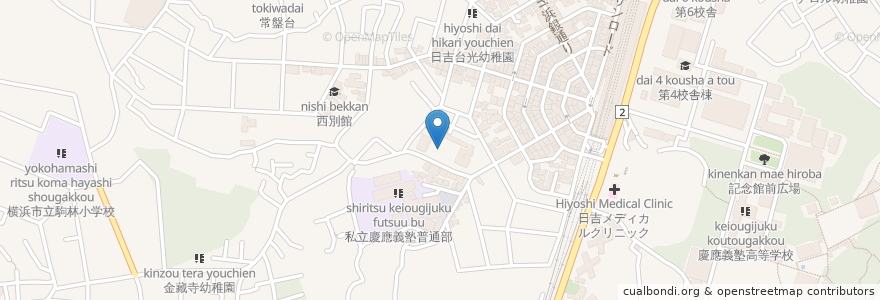 Mapa de ubicacion de 日吉台小学校校庭 en 日本, 神奈川県, 横浜市, 港北区.