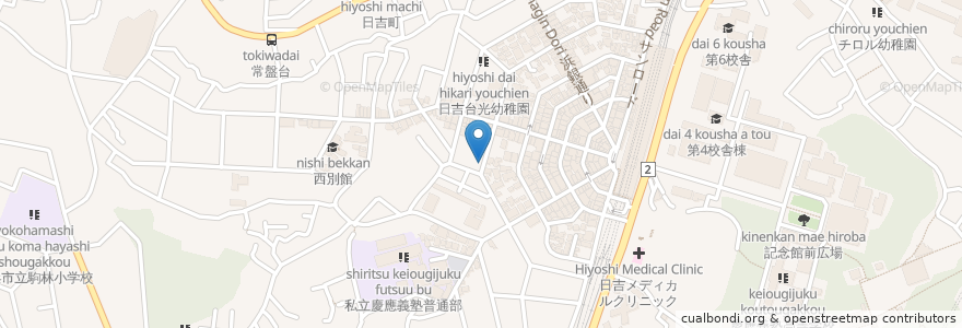 Mapa de ubicacion de 駐車場 en اليابان, كاناغاوا, 横浜市, 港北区.