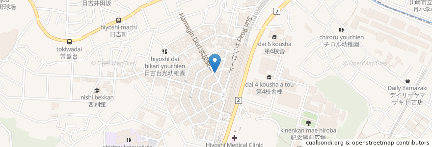 Mapa de ubicacion de ミネドラッグ en Japan, Präfektur Kanagawa, Yokohama, 港北区.