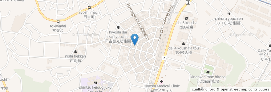 Mapa de ubicacion de 日吉郵便局 en Japão, 神奈川県, 横浜市, 港北区.