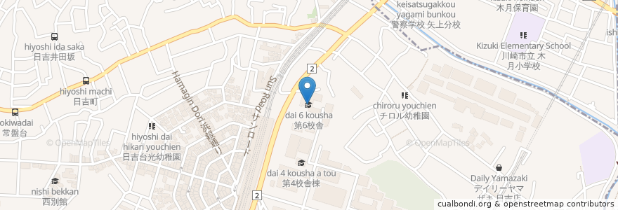 Mapa de ubicacion de 第6校舎 en Japão, 神奈川県, 横浜市, 港北区.